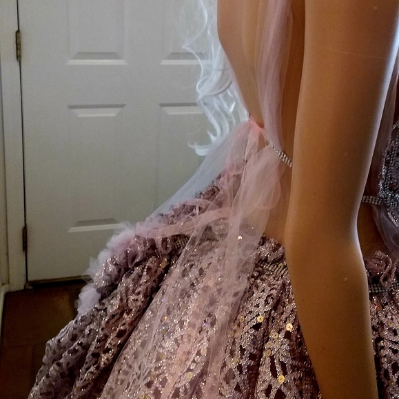 "WINSLET" Pink & Silver Medieval Goddess Babydoll Wedding Ballgown Set - Picture 8 of 12